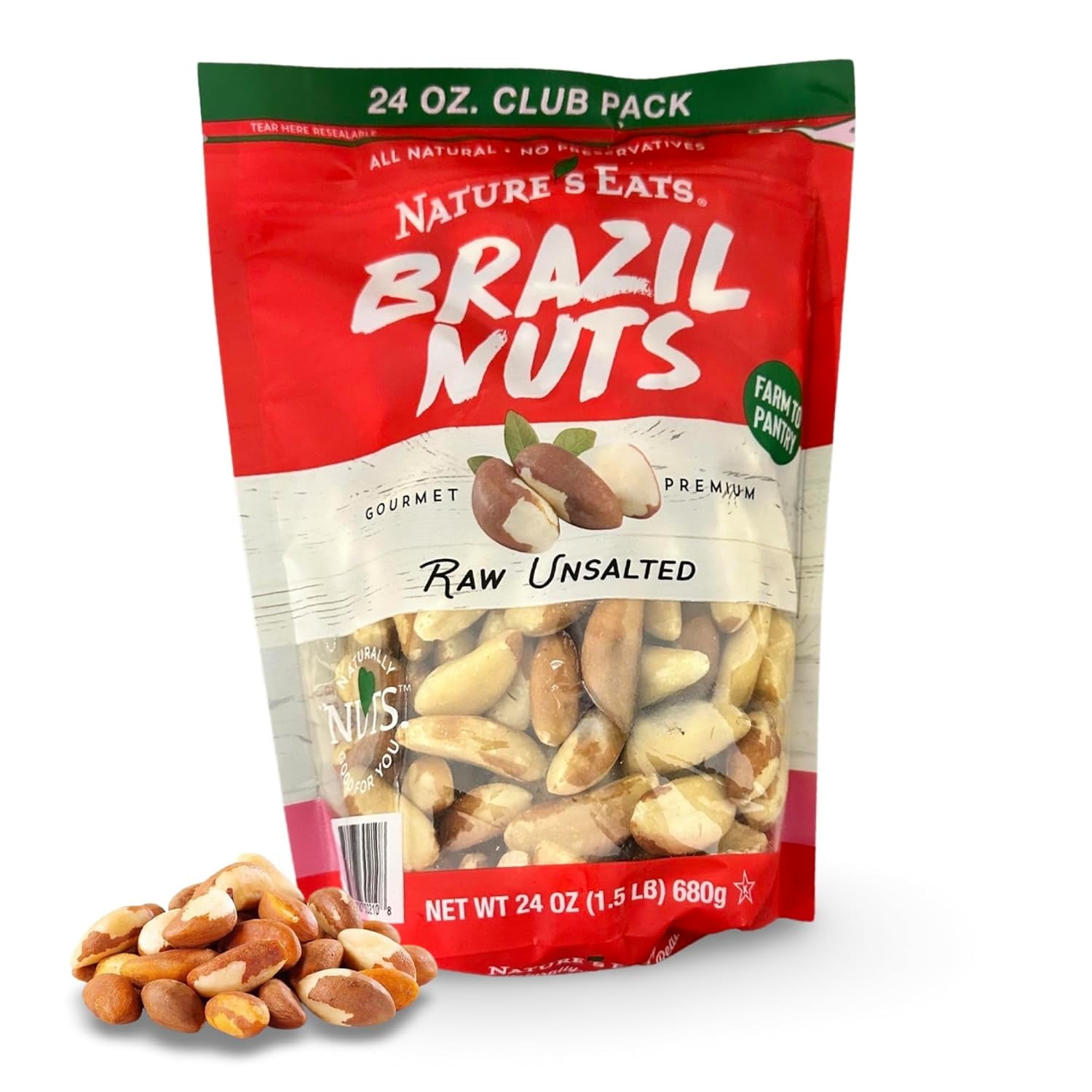 Raw Brazil Nuts Bulk Pack by Nature's Eats Raw & Unsalted No Herbicides Or Pesticides