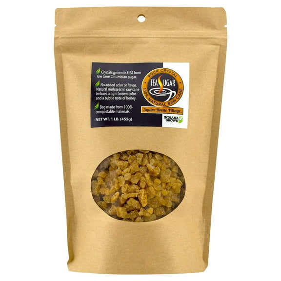 Raw Cane Rock Crystal Tea Sugar, 1 LB Resealable Bag