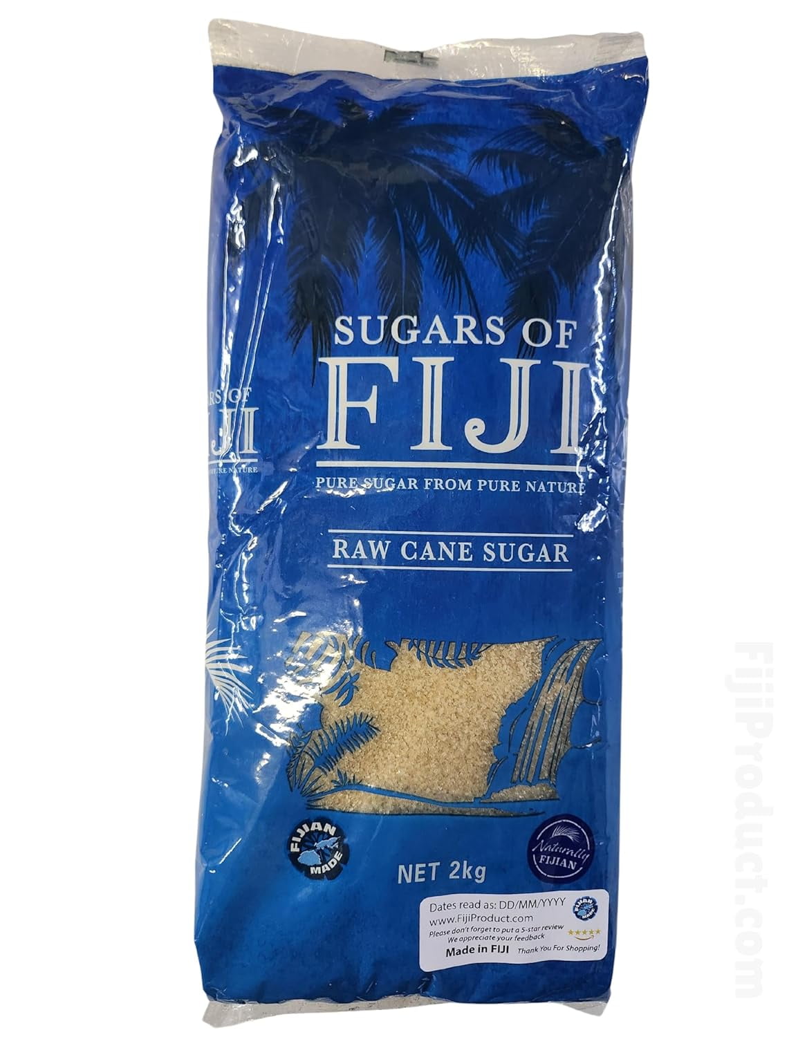 Raw Cane Sugar from Fiji (2kg bag) – 100% Natural, Unrefined Sweetener