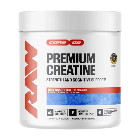 Raw Nutrition Essentials Creatine Monohydrate, Blue Raspberry, 50 Servings