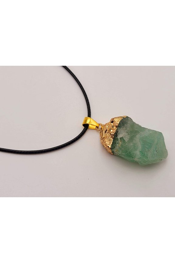 Raw Crystal Fluorite Stone Necklace Healing crystal Necklace