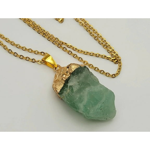 Raw Crystal Fluorite Stone Necklace Healing crystal Necklace