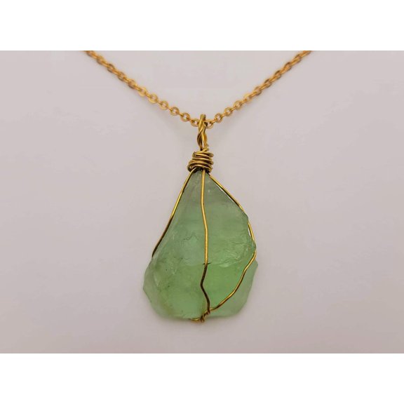 Raw Crystal Fluorite Stone Necklace Healing crystal Necklace