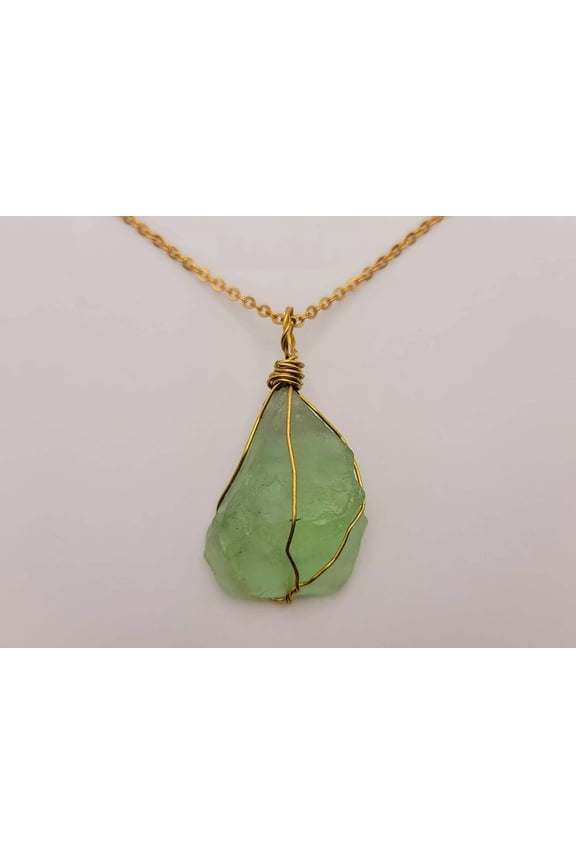 Raw Crystal Fluorite Stone Necklace Healing crystal Necklace