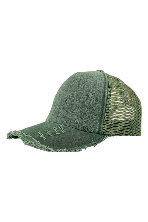 Raw Edge Design Men's Summer Baseball Cap Breathable Mesh Material Casual Trucker Hat Outdoor Sports Lightweight Sun Hat Green One Size