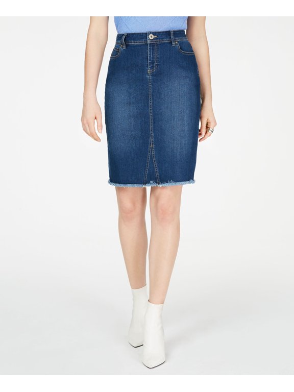 Raw Edge Jean Skirt Medium Indigo 0