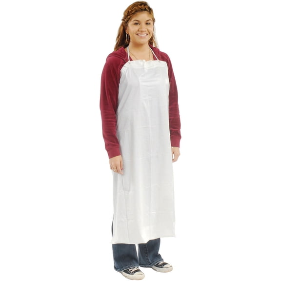 Raw Edge Vinyl Apron, 6 Mil, White, 35" x 45", Lot of 12