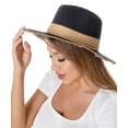 thumbnail image 1 of Raw Edged Wide Brim Teardrop Crown Straw Hat 2-Toned Distressed Black, 1 of 1