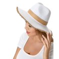 thumbnail image 1 of Raw Edged Wide Brim Teardrop Crown Straw Hat 2-Toned Distressed White, 1 of 1