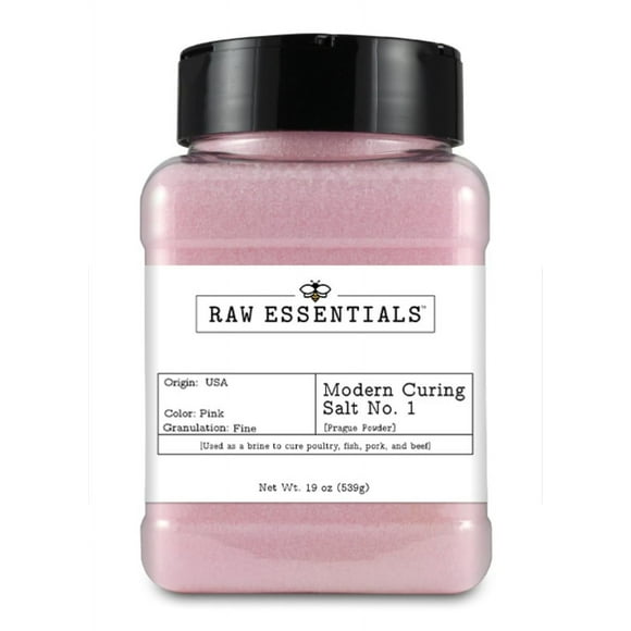 Raw Essentials Curing Salt BCF26 No. 1 - 6.25% Sodium Nitrite for Curing Meats - Ideal for Bacon, Sausage, Jerky, Ham, and Corned Beef - Great for Brining & Pickling - Vegan - 19 Ounce Bottle