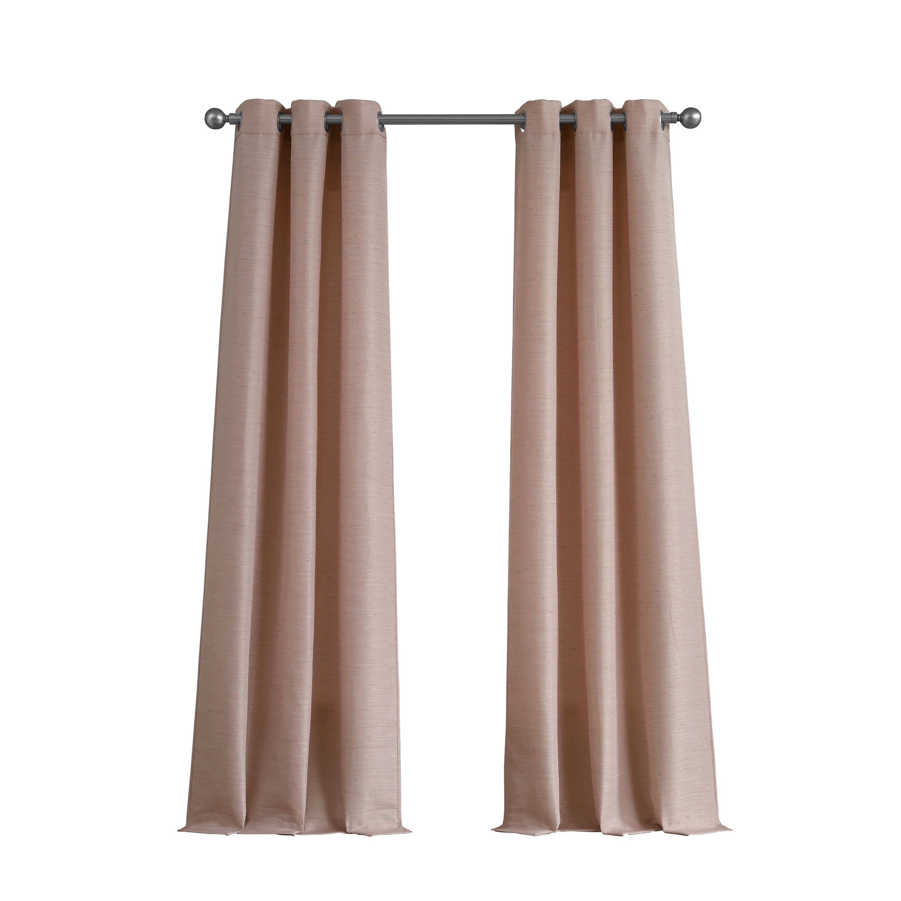 Raw Faux Silk Grommet 76 in. x 96 in. Curtain Panel Pair, Blush