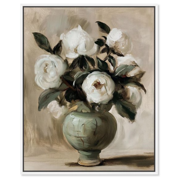 Raw Floral Vibes Canvas Elegant Florals by Art Remedy, White Frame, 24" x 30"