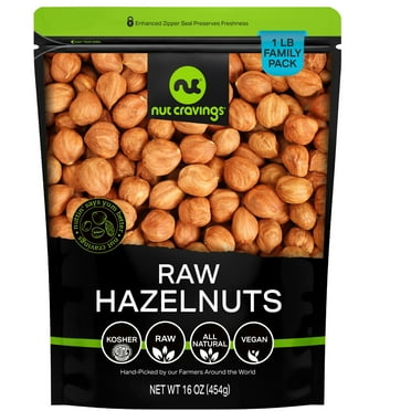 Nut Cravings Raw Hazelnuts Filberts with Skin, Unsalted (16oz - 1 lbs)