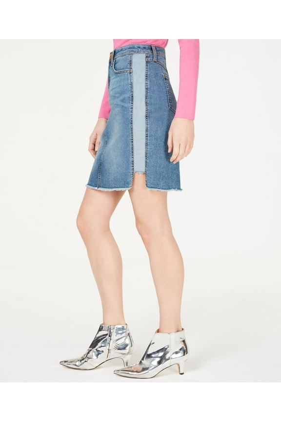 Raw Hem Jean Skirt Medium Indigo 6