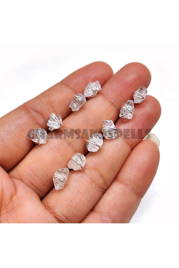 Raw Herkimer Diamond Stud Earrings, 925 Sterling Silver Studs, Minimalist Jewelry, Women Silver Earrings, Rough Gemstone Studs, Gift for Her (Sold By Piese)