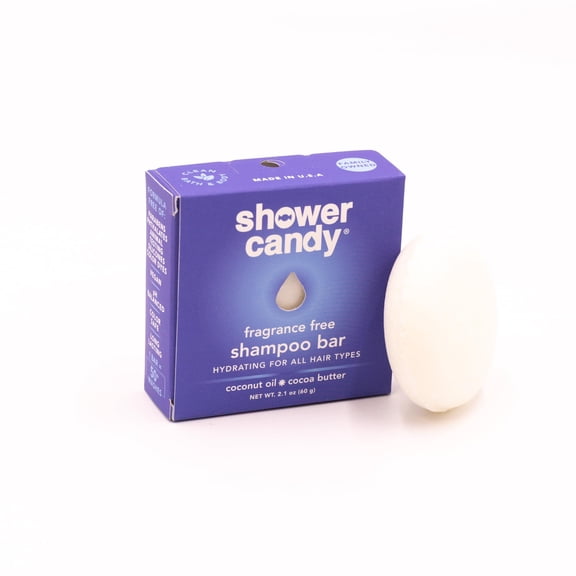 Shower Candy Fragrance Free Shampoo Bar - Free of Parabens, Pthalates and SLS - Made in USA - 2.1 oz.