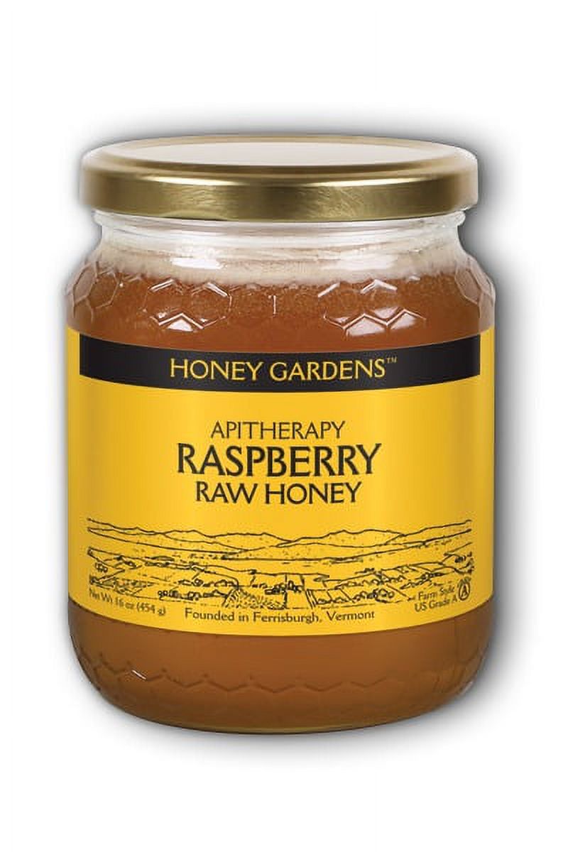 "Raw Honey, Raspberry Honey Gardens 1 lb Liquid"