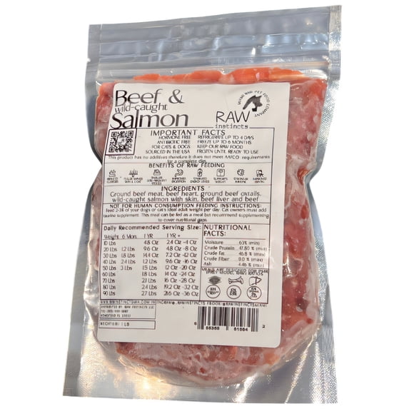 Raw Instincts Beef & Wild Caught Salmon 1-lb Pouch