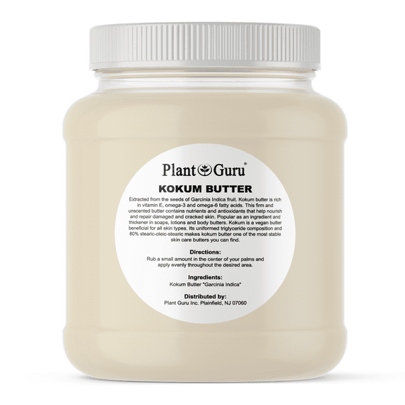 Raw Kokum Butter 3 lbs. Jar Bulk 100% Pure Natural Organic Unrefined - Great for Skin, Body and Hair Moisturizer, DIY Creams, Balms, Lotions and Soap Making.