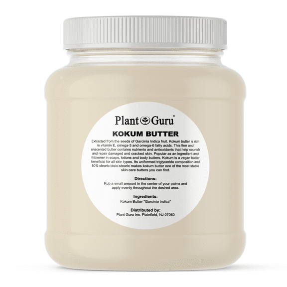 Raw Kokum Butter 3 lbs. Jar Bulk 100% Pure Natural Organic Unrefined - Great for Skin, Body and Hair Moisturizer, DIY Creams, Balms, Lotions and Soap Making.