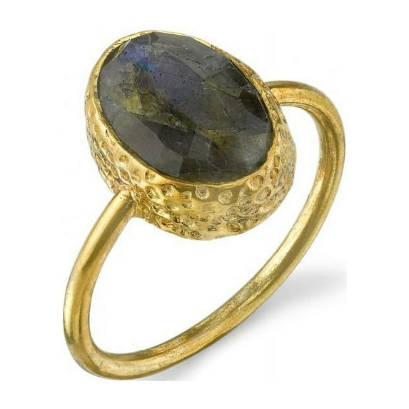 Raw Labradorite - 14k Gold Vermeil Ring
