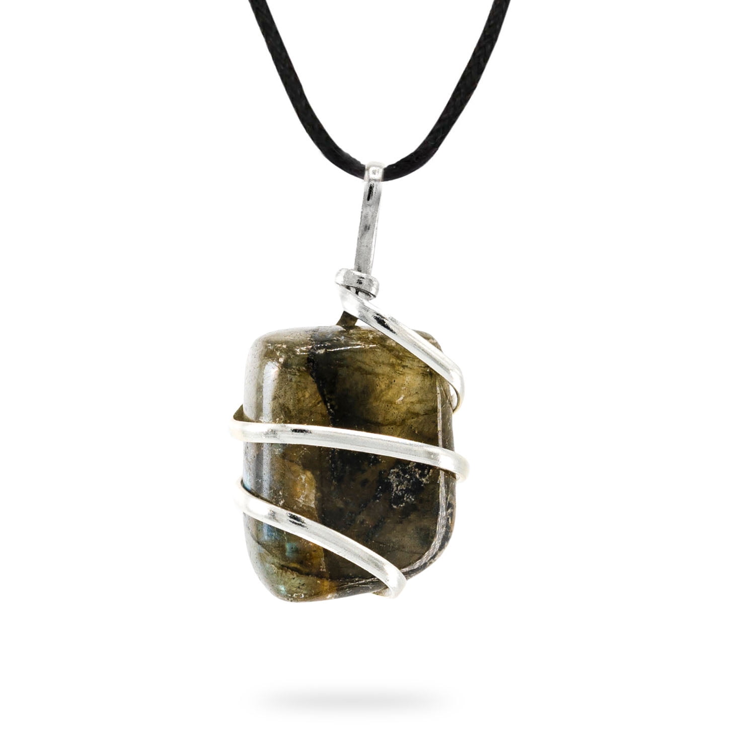 Liliya Jewelry Men's Labradorite Crystal Necklace – Handmade Lariat With Hamsa Pendant For Protection & Style