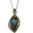 thumbnail image 1 of Raw Labradorite Necklace,Bronze Crystal Birthstone Necklace,Wire Wrap, 1 of 7