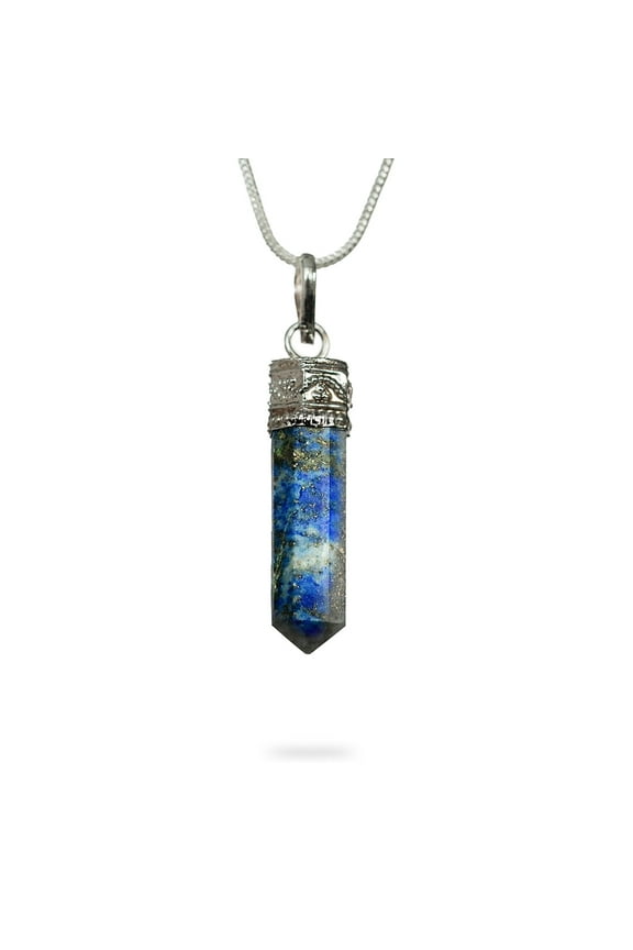 Raw Lapis Lazuli Crystal Pendant Necklace - 18-22 Inch Adjustable Cord - With a Premium Carrying Pouch - Best Crystal Gifts for Women
