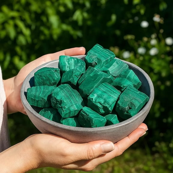 Raw Malachite Stone - Bright Green Chrysocolla Sample with Distinct Inclusions - Gift for Home Mineral Collection