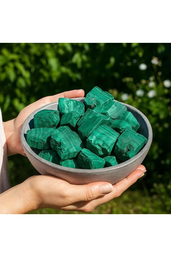 Raw Malachite Stone - Bright Green Chrysocolla Sample with Distinct Inclusions - Gift for Home Mineral Collection