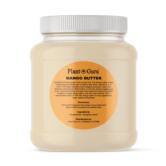 Raw Mango Butter 3 lbs. Bulk Jar - 100% Pure Natural Unrefined Organic - Great for Skin, and Hair Growth. DIY Soap Making, Body Butters, Lotions and Creams.