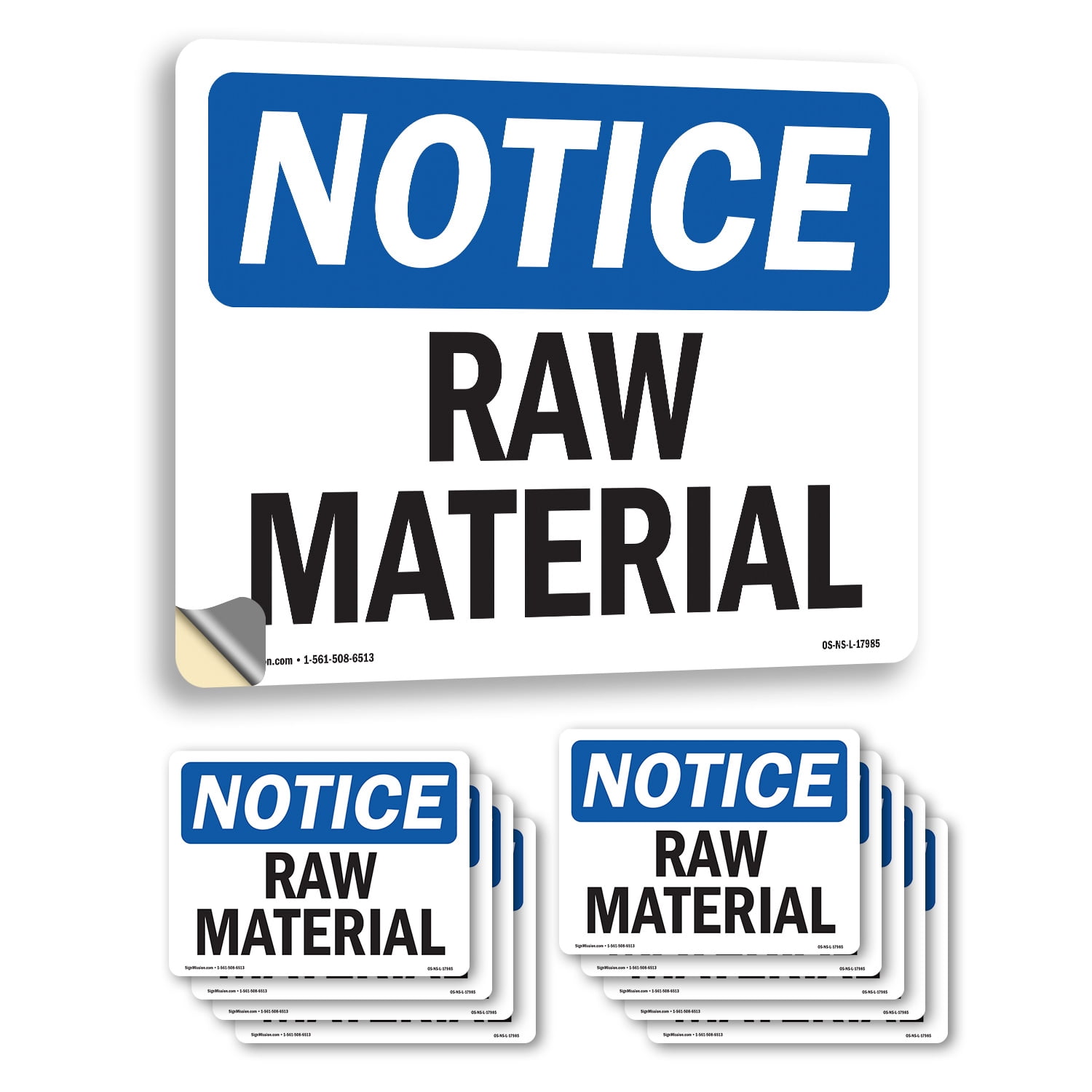 Raw Material OSHA Notice Vinyl Decal Label 10 Inch x 7 Inch - 10 Pack ...