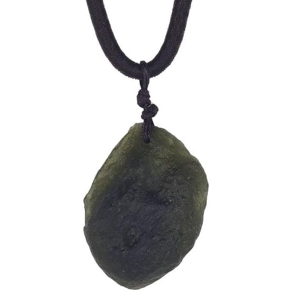Raw Moldavite Crystal Necklace,Rough Meteorite Stone Birthstone Necklace,Green Tektite,Irregular Shape