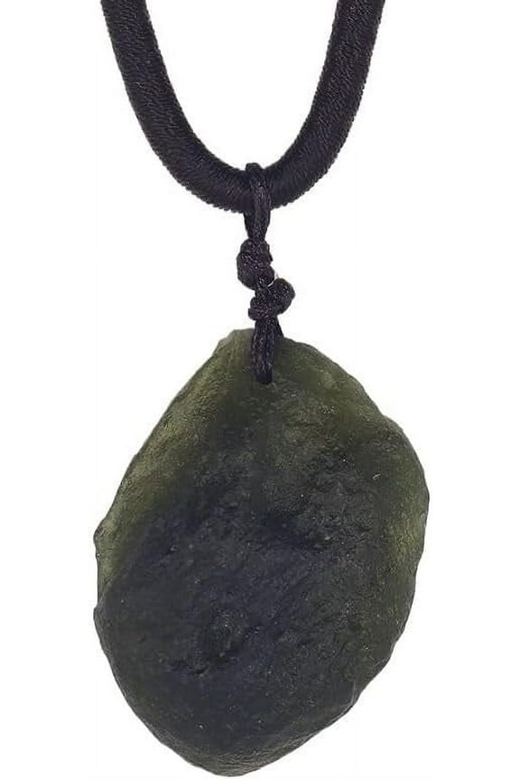 Raw Moldavite Crystal Necklace,Rough Meteorite Stone Birthstone Necklace,Green Tektite,Irregular Shape