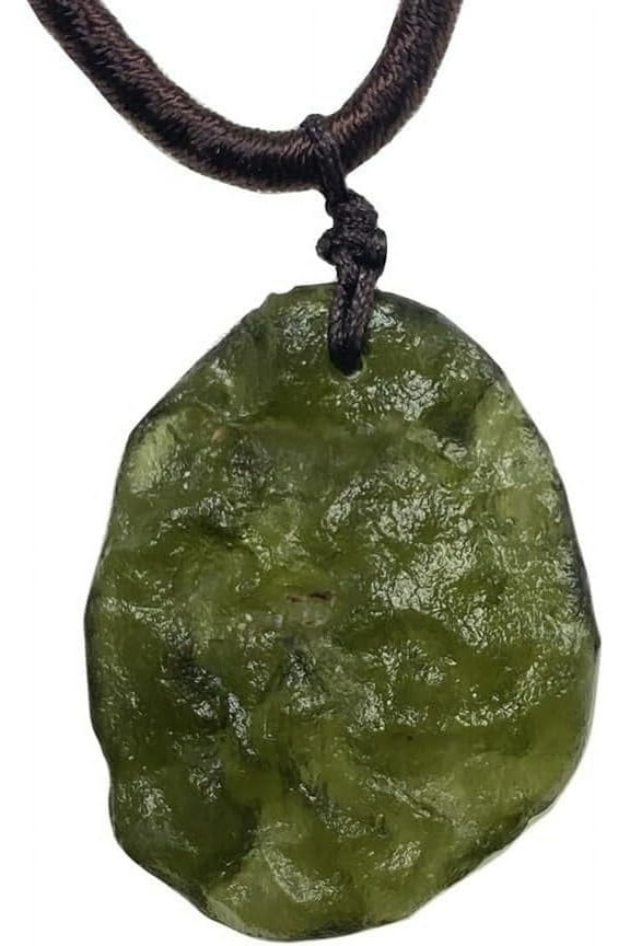 Raw Moldavite Meteorite Crystal,Irregular Tektite Healing Crystals Necklace,Green