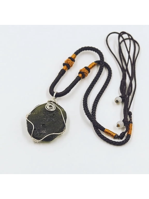 Raw Moldavite Necklace Certified Moldavite Czech Meteorite Stone,Green Glass,Irregular Shape