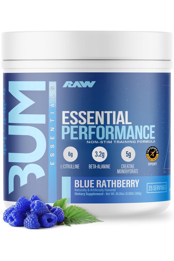 Essential Performance Non-Stim Pre-Workout, Blue Raspberry, 30 Servings