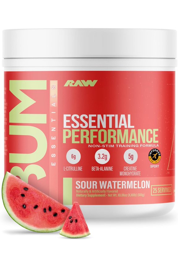 Essentials Performance Pre-Workout Powder, Sour Watermelon, 30 Servings