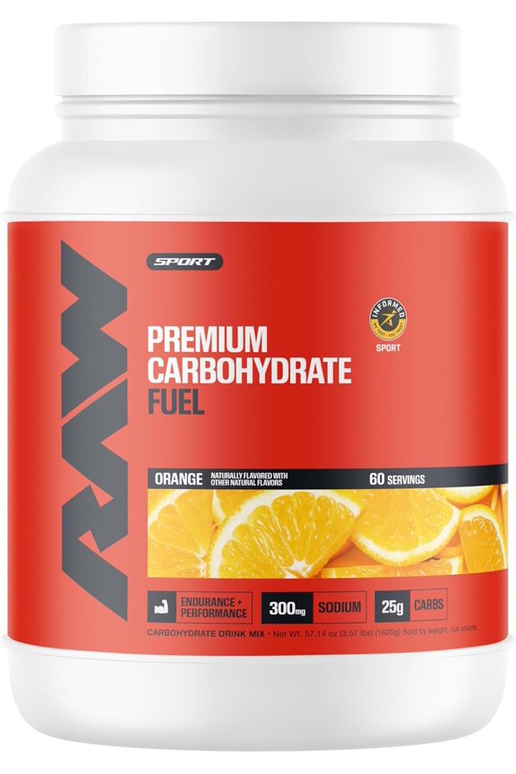 RAW Fuel, Premium Endurance Supplement Powder, Orange (60 Servings) - Peak Performance, Hydration & Stamina During Workouts, Training or Competition - 24g of Carbohydrates & 300mg of Sodium
