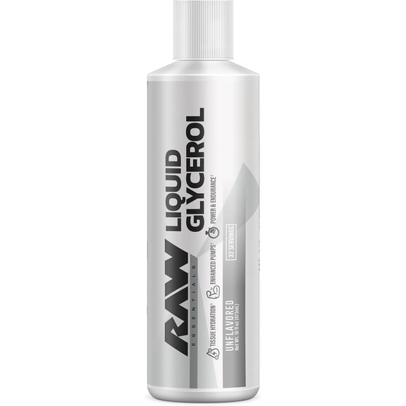 RAW Liquid Glycerol Workout Supplement, Unflavored - Liquid Glycerol Supplement for Enhanced Pumps, Increased Muscle Fullness, Endurance & Hydration - Pre-Workout for Men & Women - 32 Servings