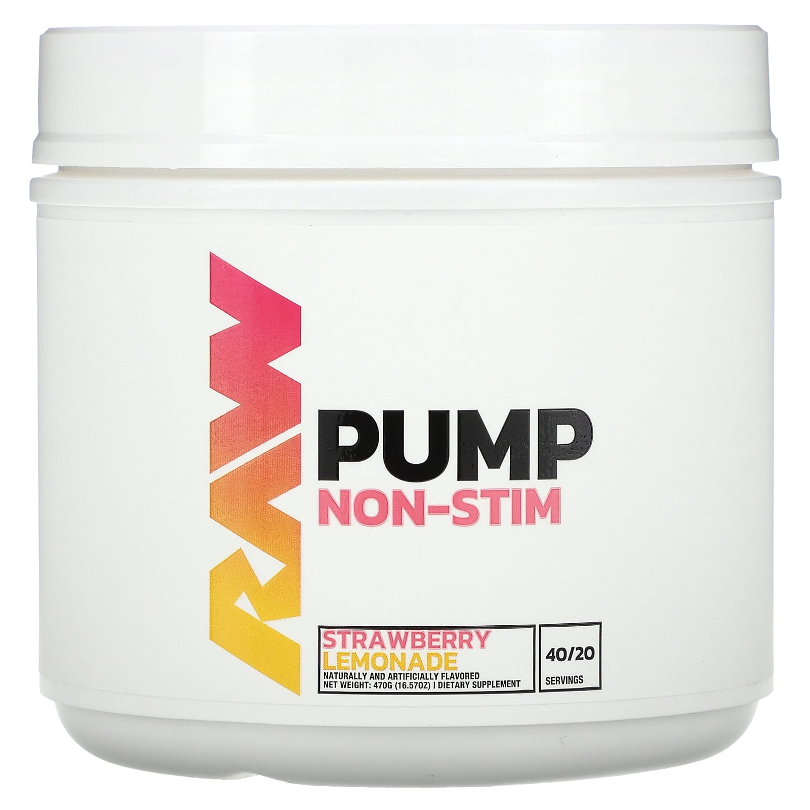 Raw Nutrition Pump, Non-Stim, Strawberry Lemonade, 16.57 oz (470 g)