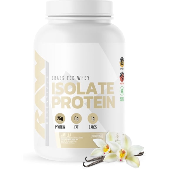 Raw Nutrition Protein Powder Grass-Fed Whey Protein Isolate Vanilla 25 Servings