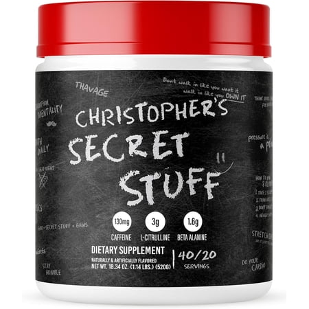 RAW Nutrition Christopher's Secret Stuff Thavage Pre Workout Powder, Tastes Like Winning, 40 Servings