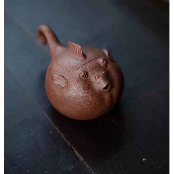 Raw Ore Purple Mud Bionic Puffer Kettle Handmade Customized Teaset Yixing Tea Pot 140ml Purple Clay Ball Filter Teapot