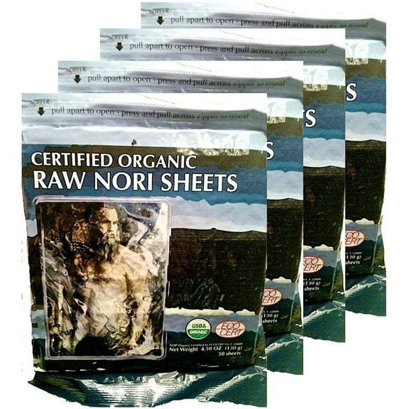 Raw Organic Nori 200 Sheets Pack Vegan Certified Kosher Sushi Wrap Papers Premium Dried Seaweed