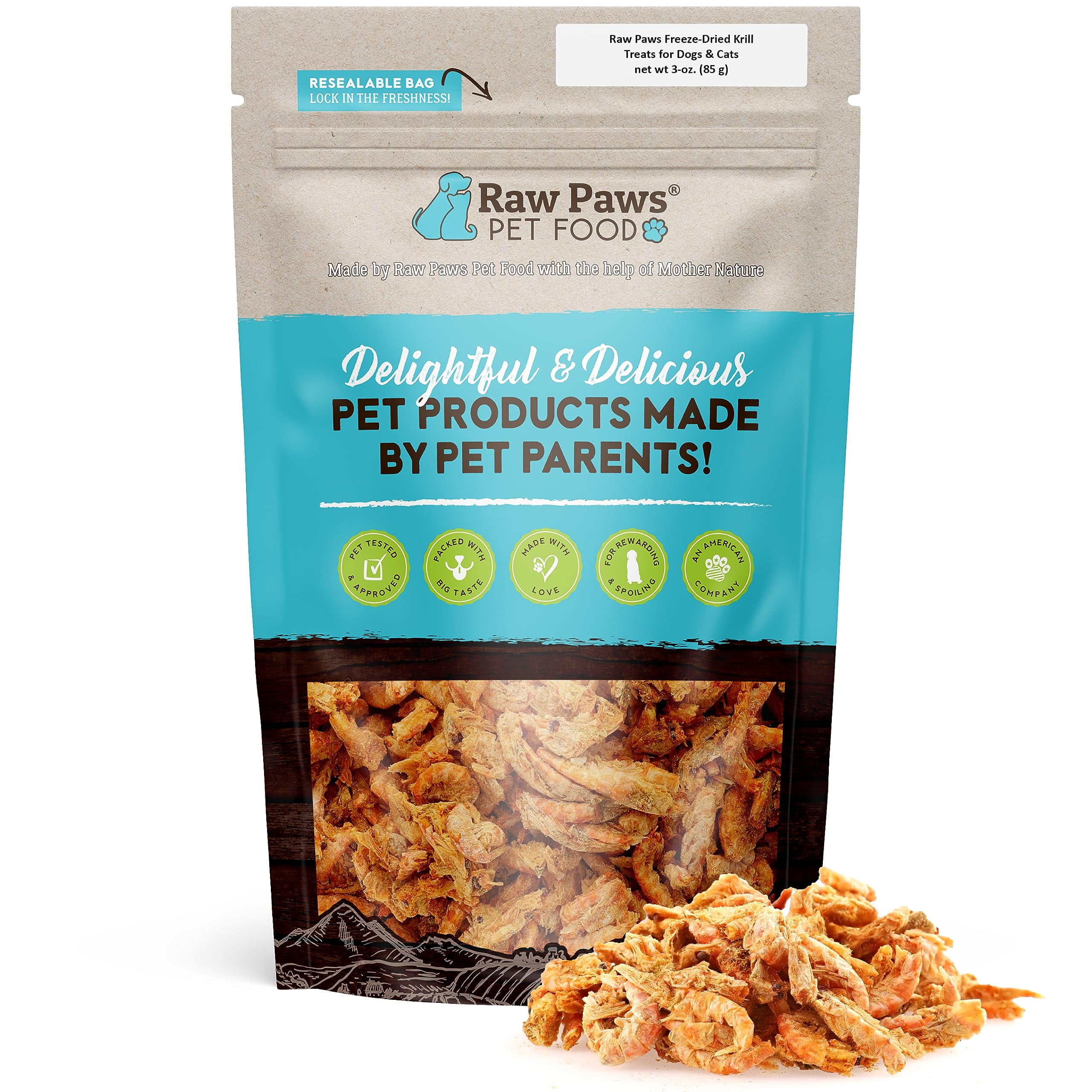 Raw Paws Freeze-DriedUMRTKrill Treats for Dogs & Cats, 3-oz - Naturally Contains Krill Oil for Dogs, Omega 3 - Freeze Dried Fish Food for Aquatic Fish, Turtles, & Reptiles