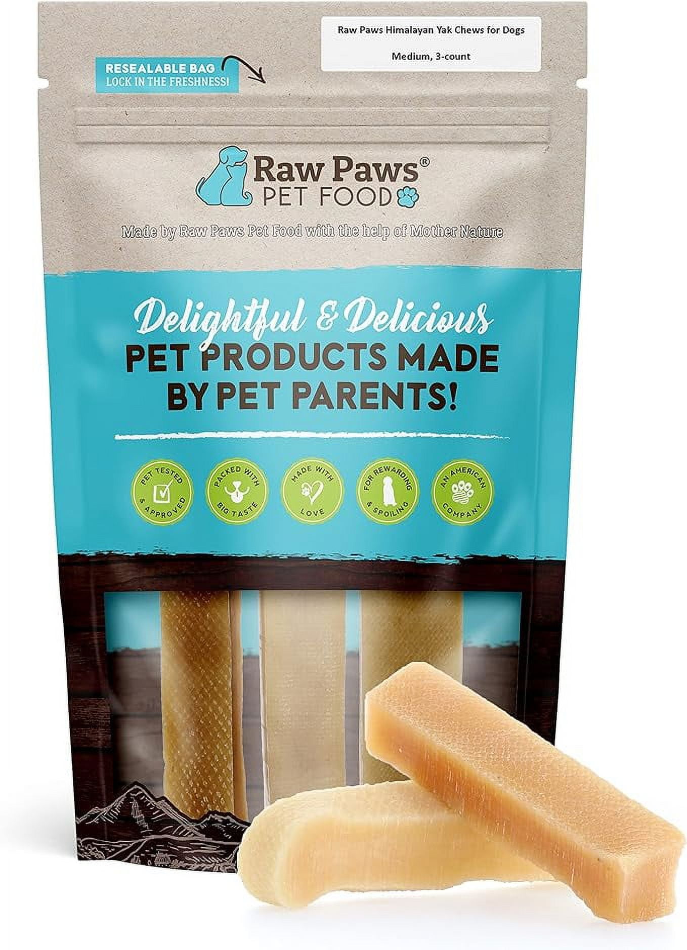 Raw Paws Himalayan Yak Chews for Medium Dogs Medium Chews (3Count) Himalayan Cheese for