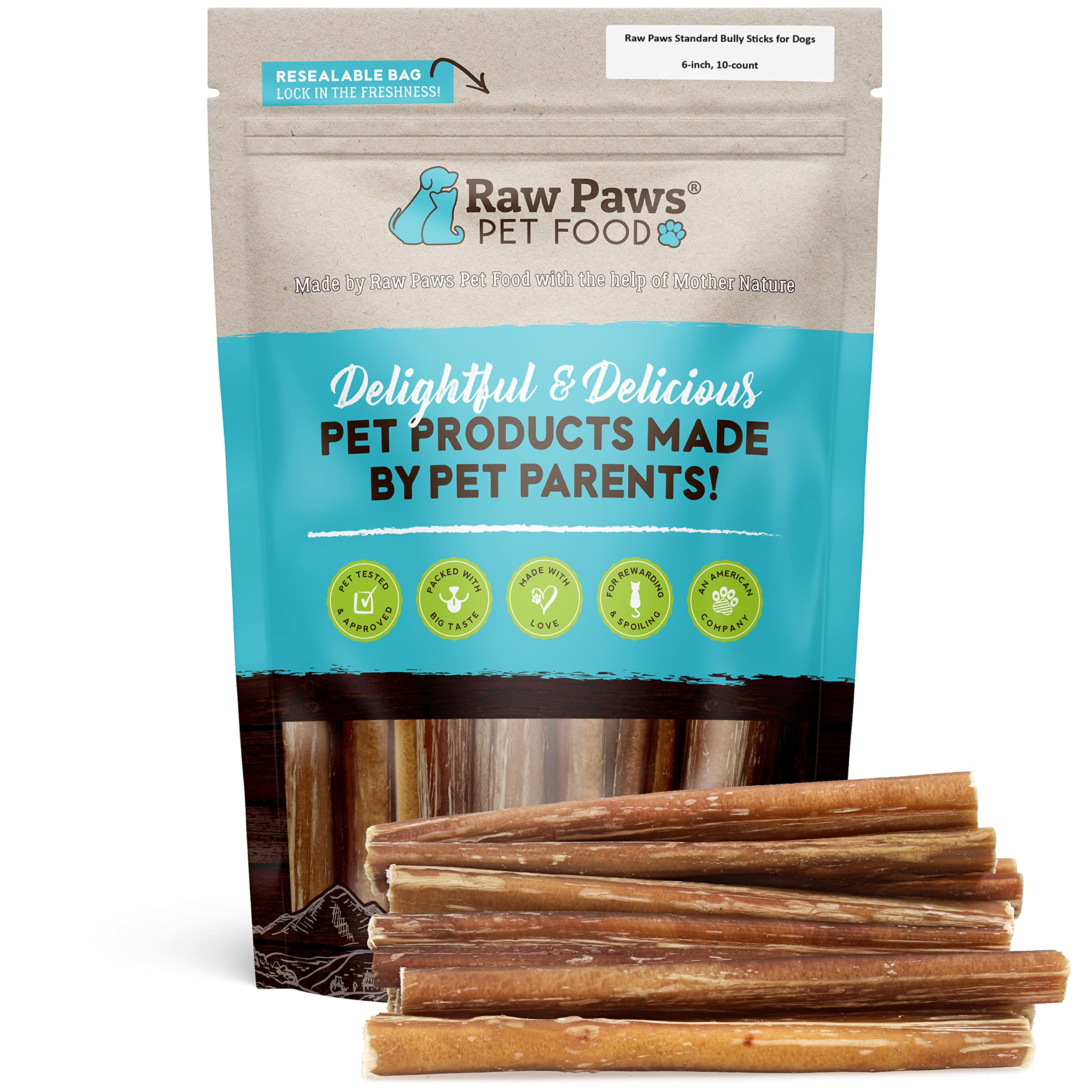 Raw Paws Standard Bully MMF7 Sticks for Dogs 6 inch, 10ct Medium