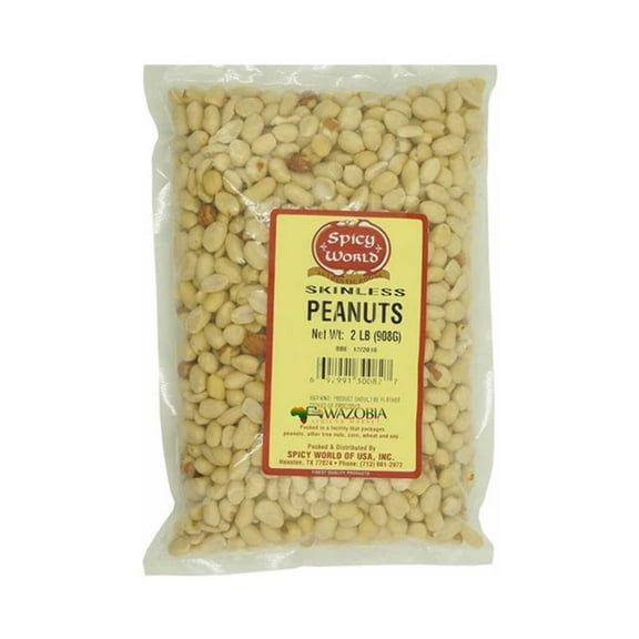 Spicy World Raw Peanuts 2Lb | Skinless Peanuts | Premium Whole Peanuts For Snacking & Cooking