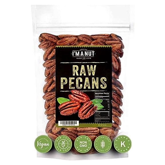 Pecans Halves And Pieces 2.75 lb Batch Tested Gluten and Peanut Free - 100% Natural, Allergen-Free Kosher, Vegan & KETO Friendly Pre-Shelled Pecans- No-PPO, No Preservatives, Non-GMO-I'M A NUT